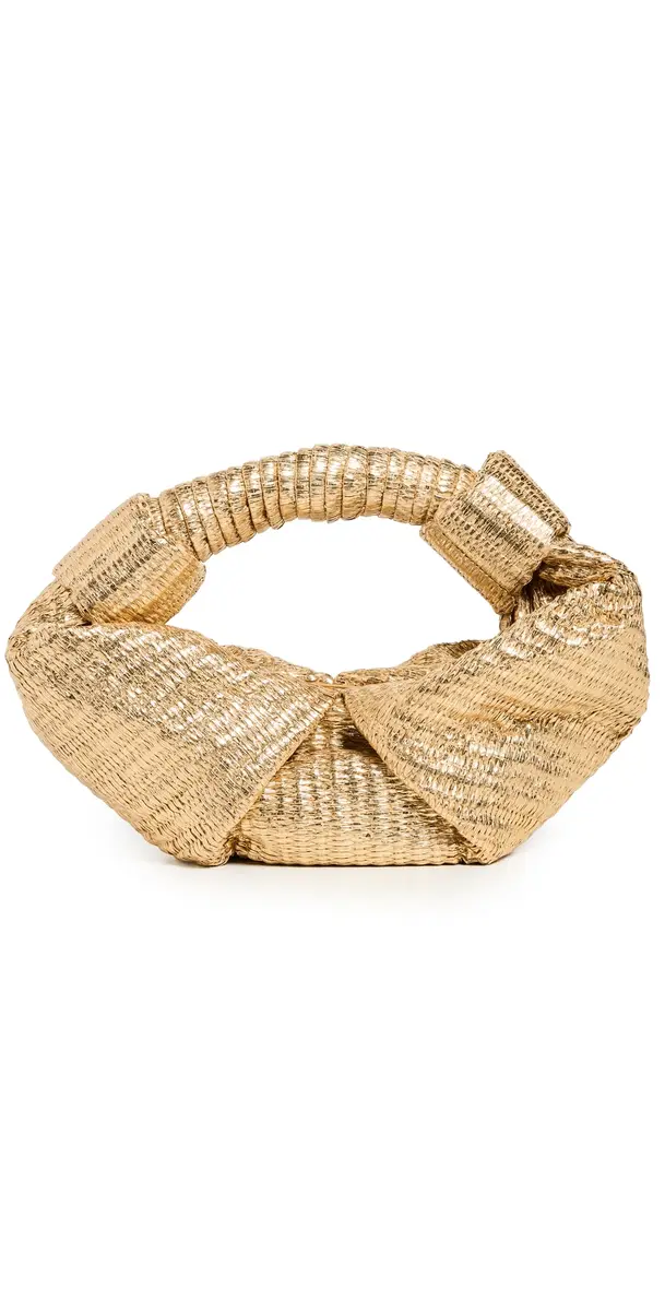 SIMONMILLER Metallic Raffia Lopsy Bag Gold/Natural One Size | Image 1 SIMONMILLER Metallic Raffia Lopsy Bag Gold/Natural One Size | Image 1