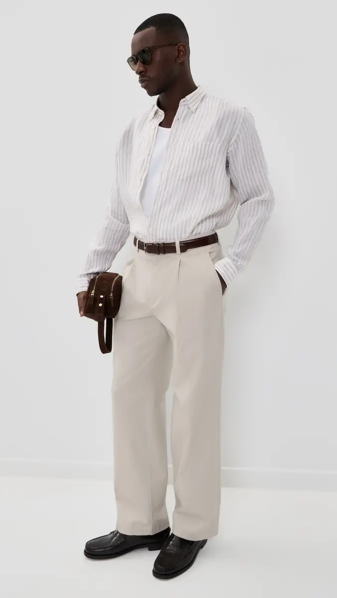 Theory Relaxed Pleat Pants in Moonsoft Cotton Silver Cloud | Thumbnail 2