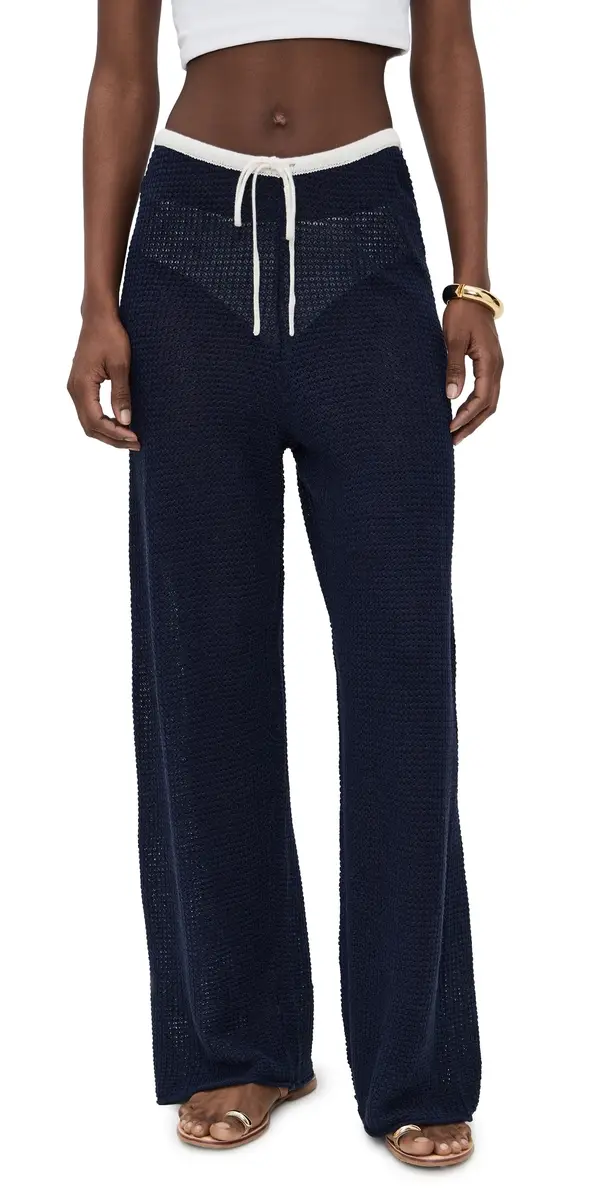 Onia inen Knit Drawstring Pants Noir Navy/Egret | Image 1 Onia inen Knit Drawstring Pants Noir Navy/Egret | Image 1
