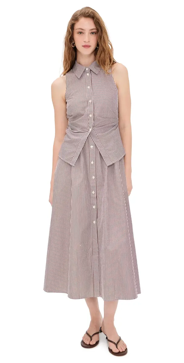 Tanya Taylor Hannah Dress Acorn/Optic White | Image 1 Tanya Taylor Hannah Dress Acorn/Optic White | Image 1