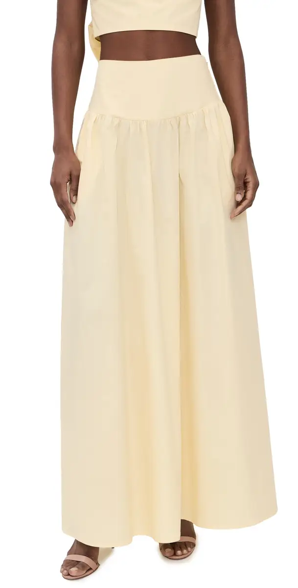 Poplin Dropped Waist Skirt Whip Cream Poplin Dropped Waist Skirt Whip Cream