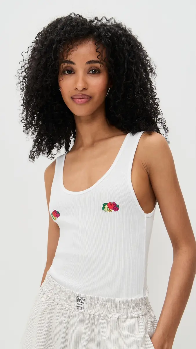 Hommegirls Homme Girls X Fruit of The Loom Classic Tank with Double Logo White w/ Fruit Clusters | Thumbnail 2 Hommegirls Homme Girls X Fruit of The Loom Classic Tank with Double Logo White w/ Fruit Clusters | Thumbnail 2