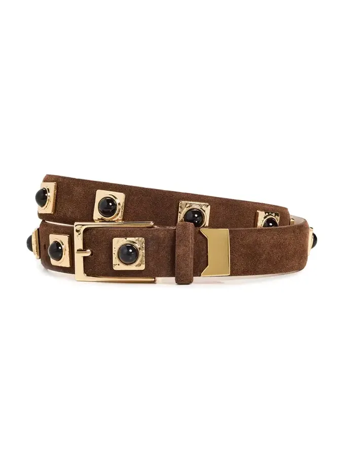 No. 2 Chocolate Suede Studded Belt