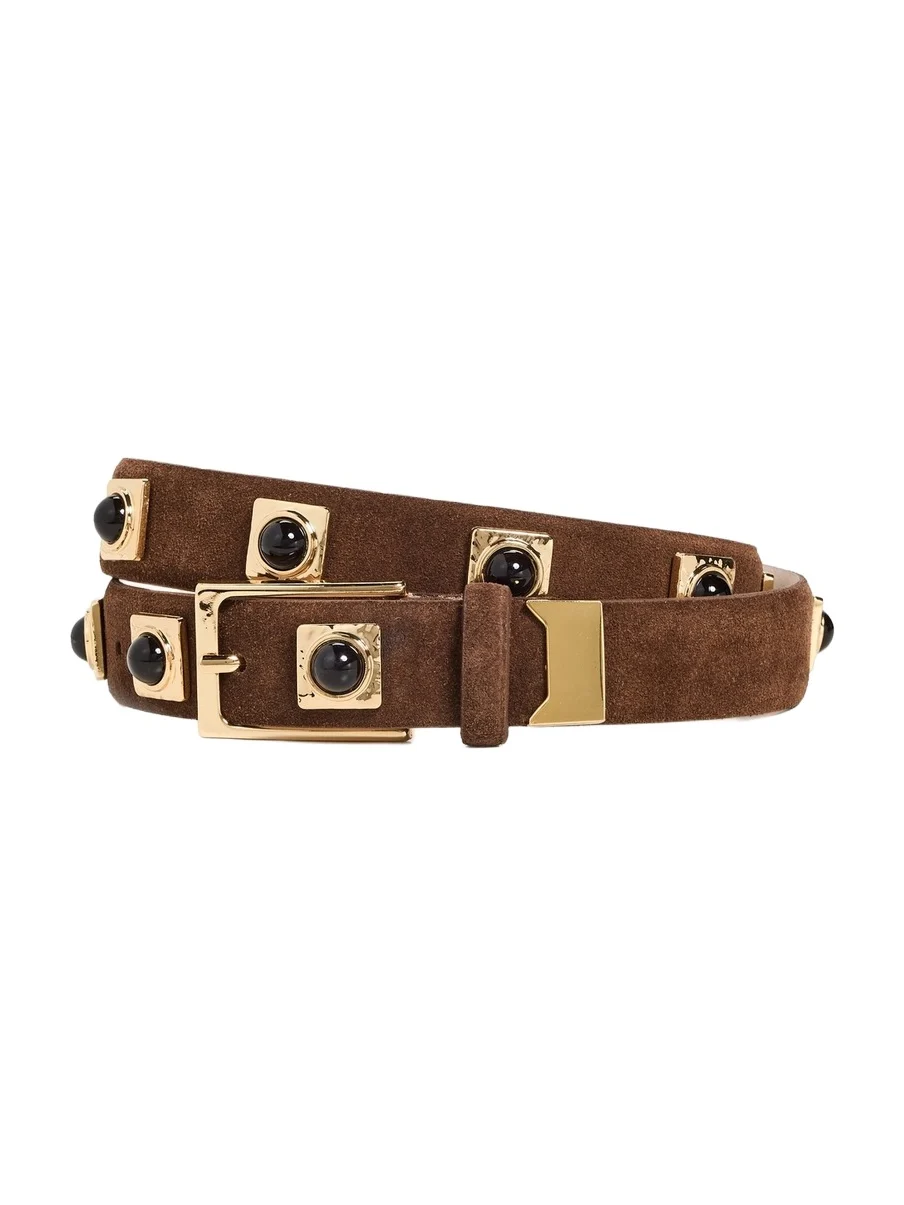 No. 2 Chocolate Suede Studded Belt No. 2 Chocolate Suede Studded Belt