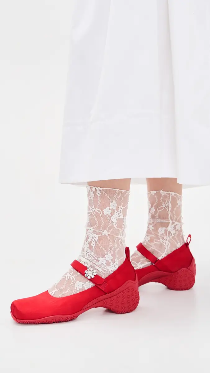 Simone Rocha Ballet Runner Shoes Red/Pearl/Clear | Thumbnail 5 Simone Rocha Ballet Runner Shoes Red/Pearl/Clear | Thumbnail 5