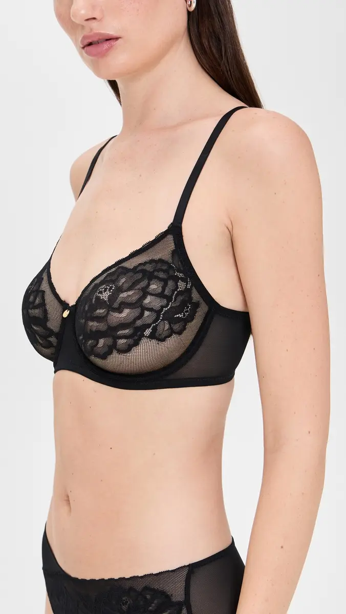 Natori Flora Unlined Balconette Underwire Bra Black | Thumbnail 4 Natori Flora Unlined Balconette Underwire Bra Black | Thumbnail 4