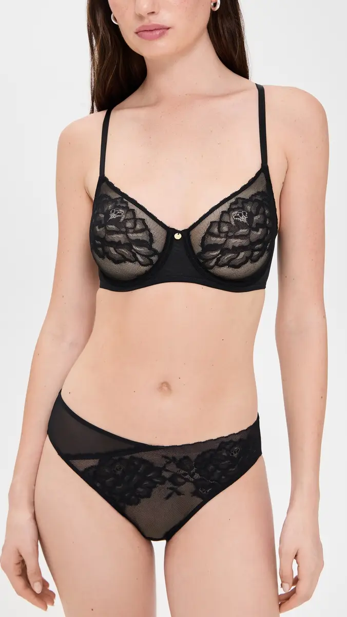 Natori Flora Unlined Balconette Underwire Bra Black | Thumbnail 5 Natori Flora Unlined Balconette Underwire Bra Black | Thumbnail 5