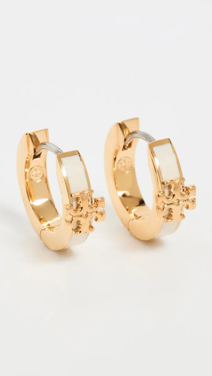 Tory Burch Icon Enamel Huggie Hoop Earrings | Thumbnail 2
