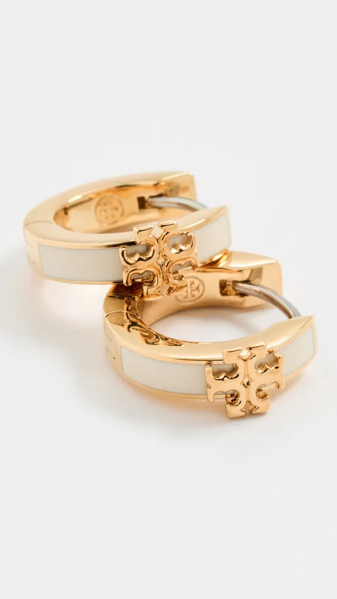 Tory Burch Icon Enamel Huggie Hoop Earrings | Thumbnail 4