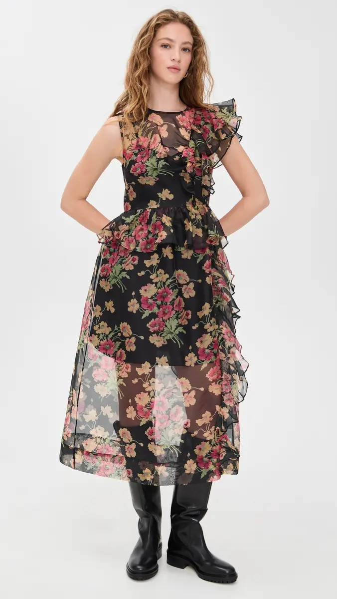 Sea Cornelia Print Midi Silk Dress Black | Thumbnail 2 Sea Cornelia Print Midi Silk Dress Black | Thumbnail 2