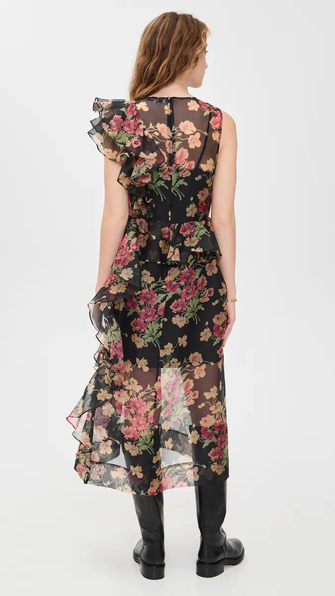 Sea Cornelia Print Midi Silk Dress Black | Thumbnail 3 Sea Cornelia Print Midi Silk Dress Black | Thumbnail 3