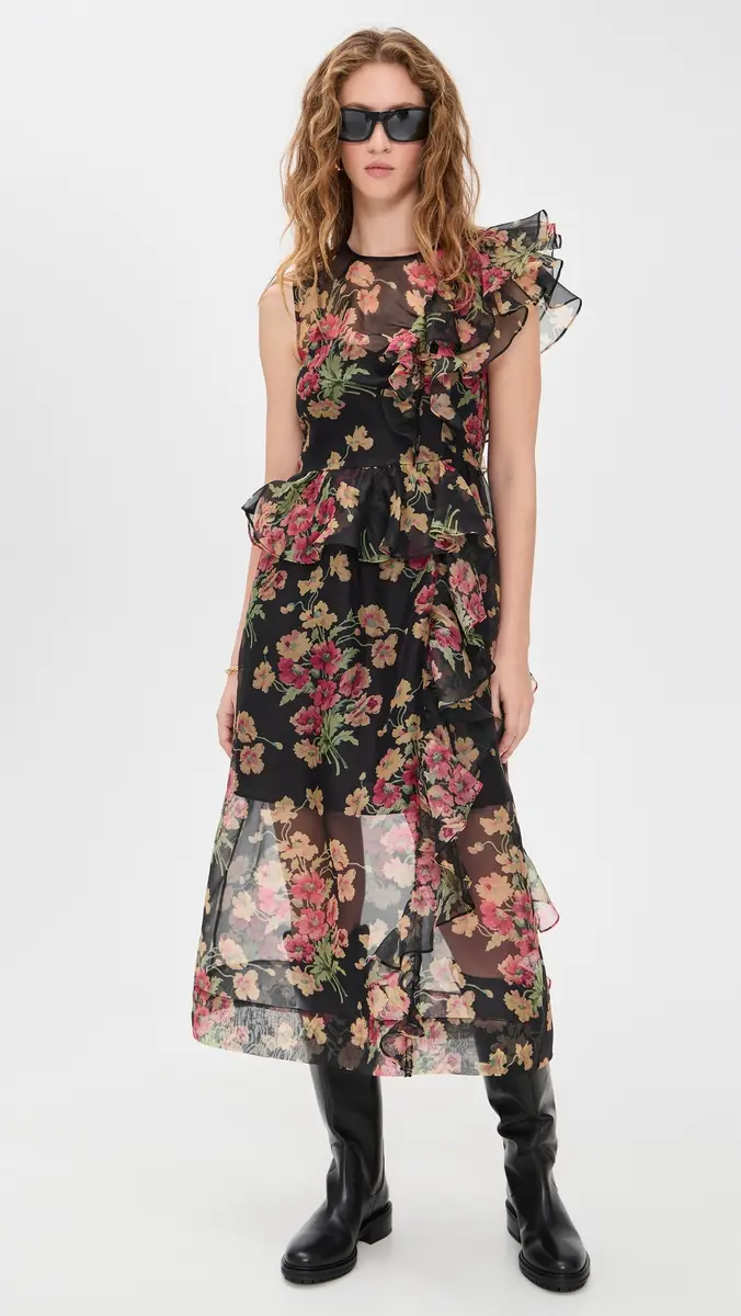 Sea Cornelia Print Midi Silk Dress Black | Thumbnail 5 Sea Cornelia Print Midi Silk Dress Black | Thumbnail 5
