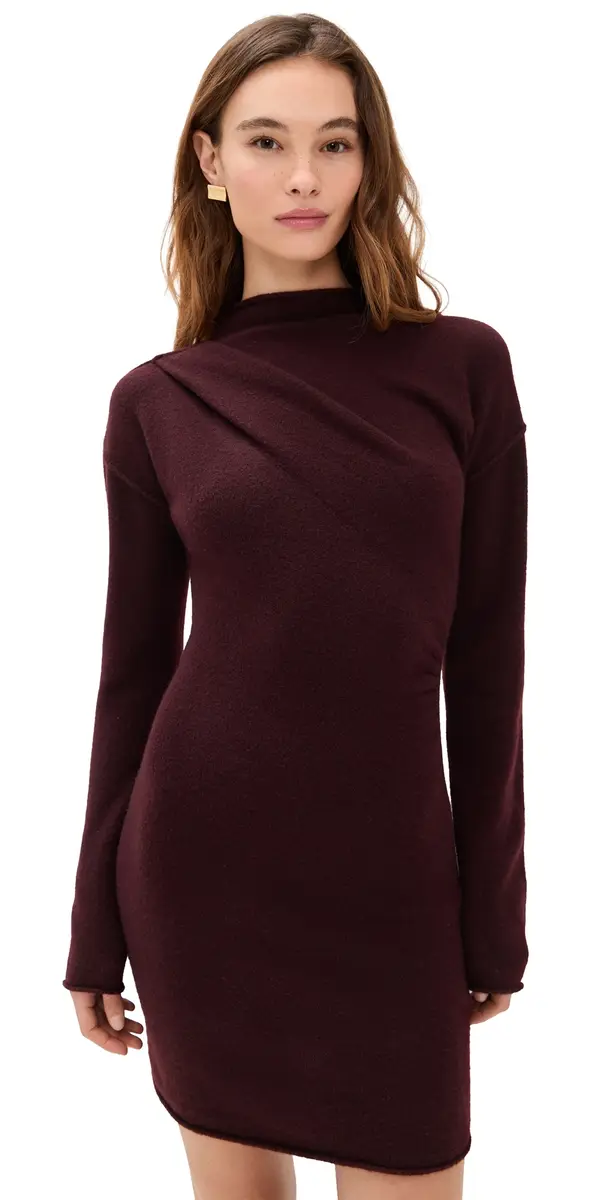 Helmut Lang Slouchy Plush Dress Burgundy | Image 1 Helmut Lang Slouchy Plush Dress Burgundy | Image 1