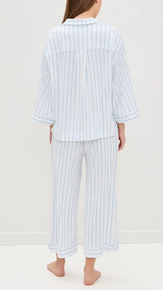 Petite Plume Luxe Pima Stripe Wide Leg Pajama Set | Thumbnail 3 Petite Plume Luxe Pima Stripe Wide Leg Pajama Set | Thumbnail 3