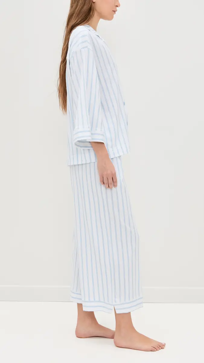 Petite Plume Luxe Pima Stripe Wide Leg Pajama Set | Thumbnail 4 Petite Plume Luxe Pima Stripe Wide Leg Pajama Set | Thumbnail 4