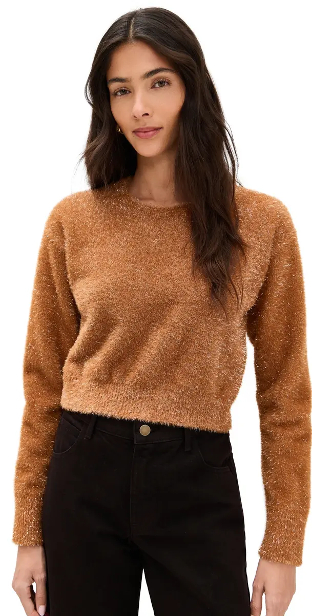 LE BOP Tinsel Cropped Sweater Toffee | Image 1 LE BOP Tinsel Cropped Sweater Toffee | Image 1