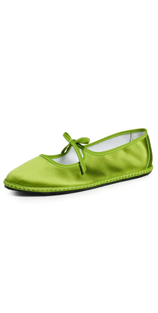 ViBi VENEZiA Brigitte Silk Mary Janes Flats Pisello | Image 1 ViBi VENEZiA Brigitte Silk Mary Janes Flats Pisello | Image 1