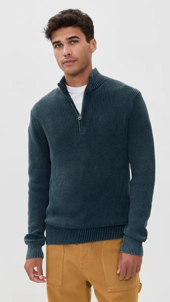 Faherty Sunwashed Quarter Zip Sweater Blue Nights | Thumbnail 2