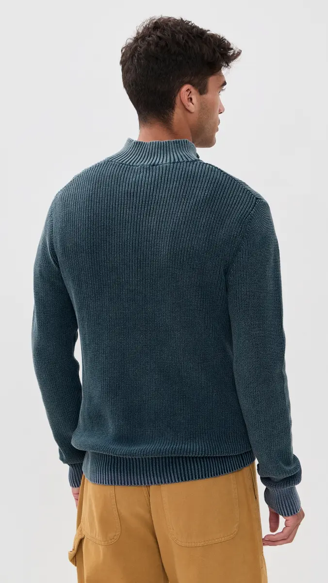 Faherty Sunwashed Quarter Zip Sweater Blue Nights | Thumbnail 3