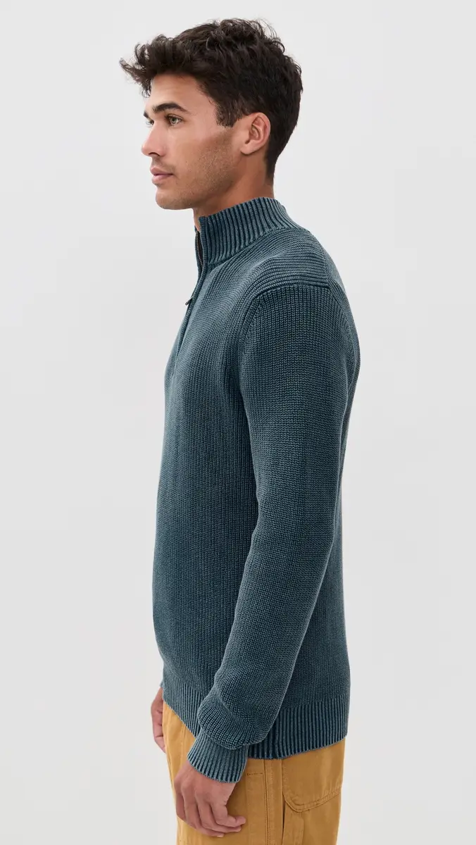 Faherty Sunwashed Quarter Zip Sweater Blue Nights | Thumbnail 4