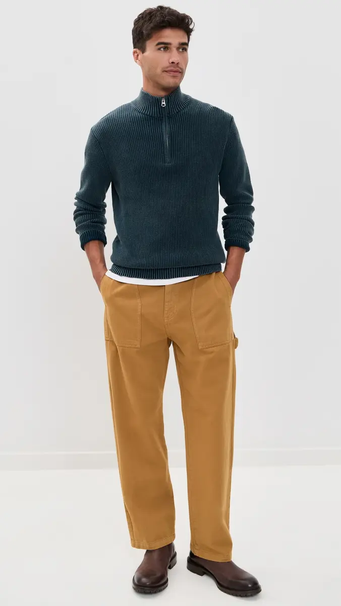 Faherty Sunwashed Quarter Zip Sweater Blue Nights | Thumbnail 5