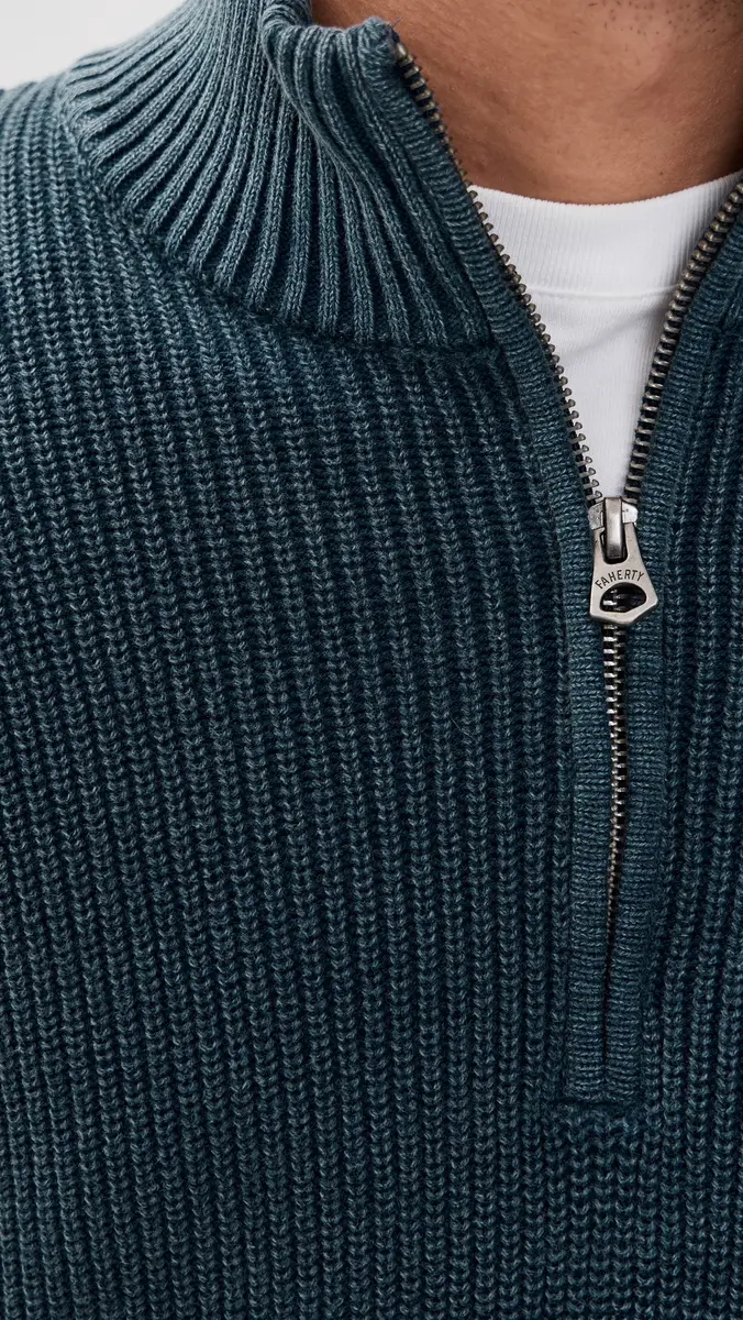 Faherty Sunwashed Quarter Zip Sweater Blue Nights | Thumbnail 6
