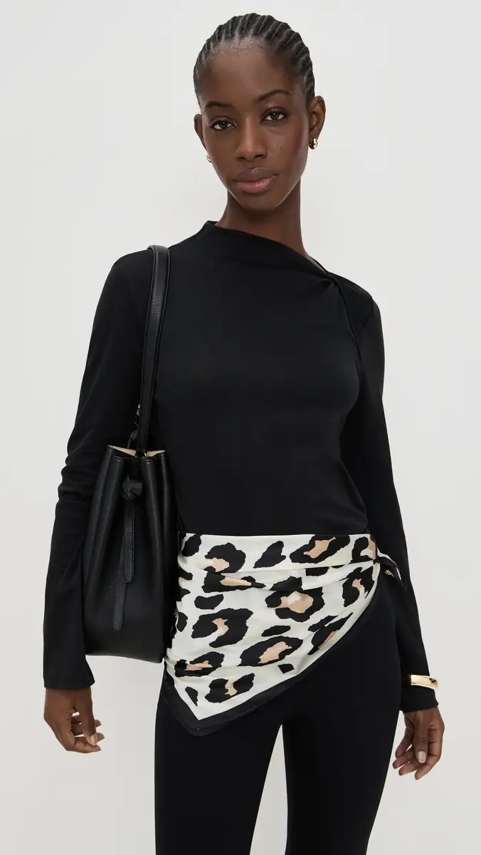Lele Sadoughi Leopard Square Satin Scarf Jet One Size | Thumbnail 3