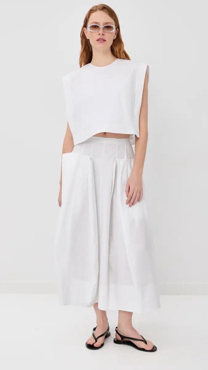 Tibi Compact Poplin Pinched Pleat Full Skirt | Thumbnail 2 Tibi Compact Poplin Pinched Pleat Full Skirt | Thumbnail 2