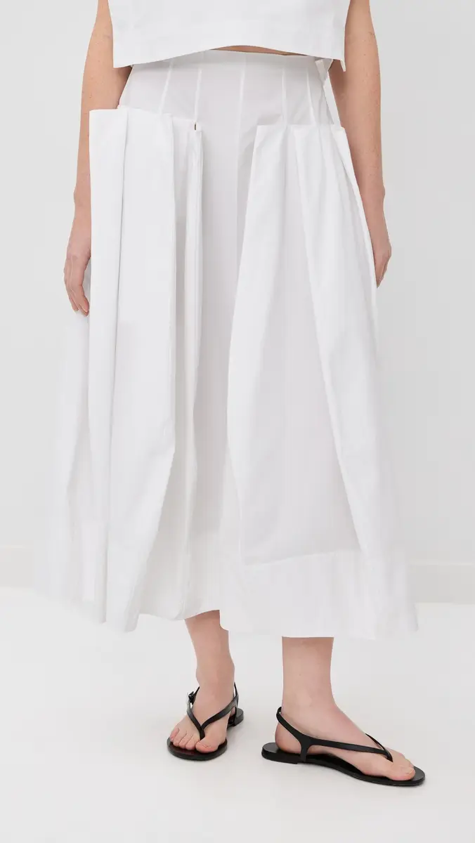 Tibi Compact Poplin Pinched Pleat Full Skirt | Thumbnail 3 Tibi Compact Poplin Pinched Pleat Full Skirt | Thumbnail 3