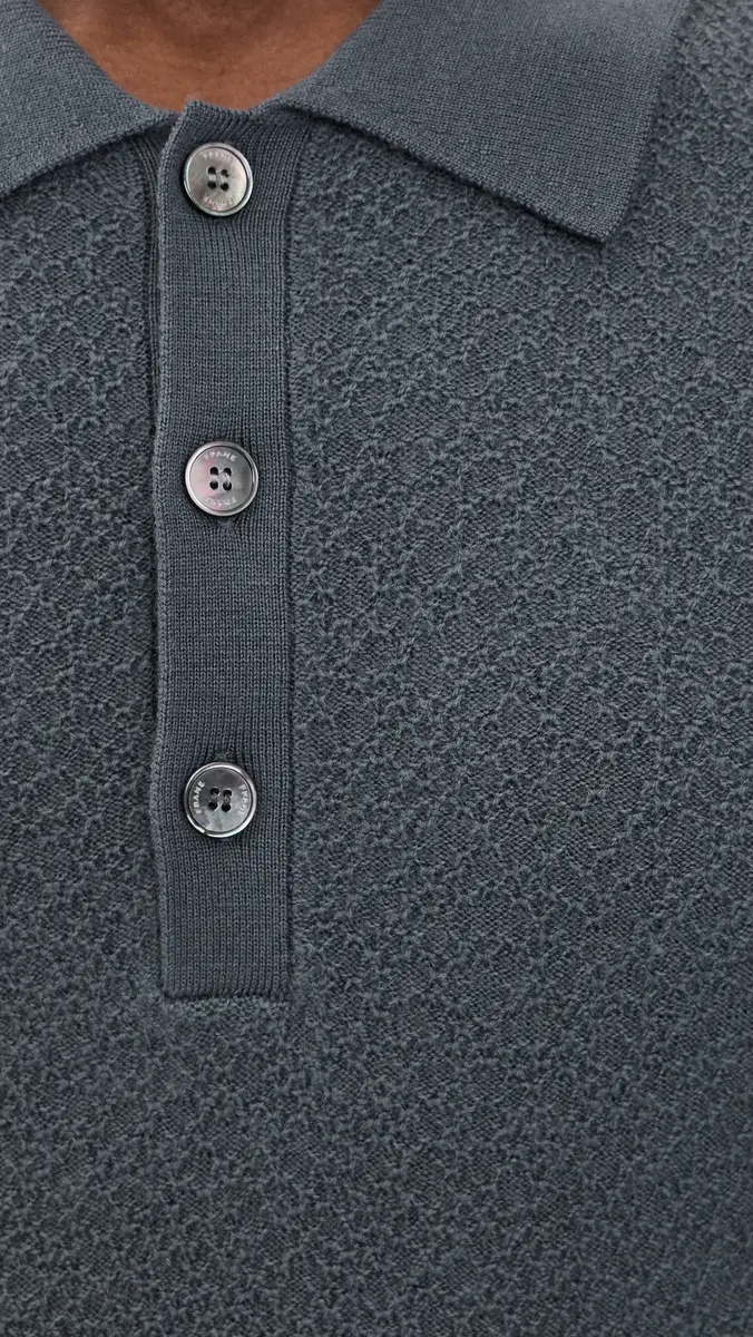 FRAME Long Sleeve Polo Sweater Blue Grey | Thumbnail 6 FRAME Long Sleeve Polo Sweater Blue Grey | Thumbnail 6