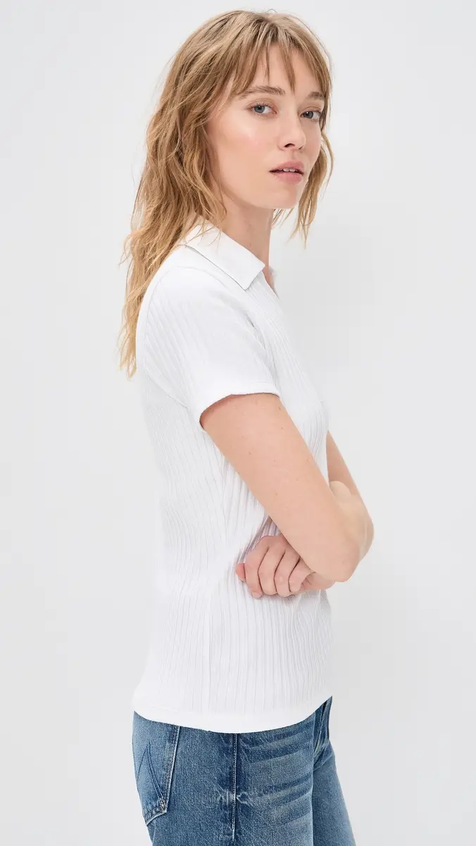Vince Rib Short Sleeve Polo Optic White | Thumbnail 4 Vince Rib Short Sleeve Polo Optic White | Thumbnail 4