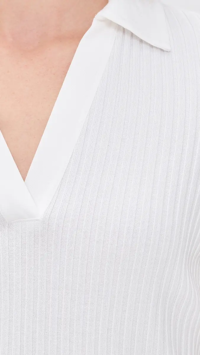 Vince Rib Short Sleeve Polo Optic White | Thumbnail 6 Vince Rib Short Sleeve Polo Optic White | Thumbnail 6