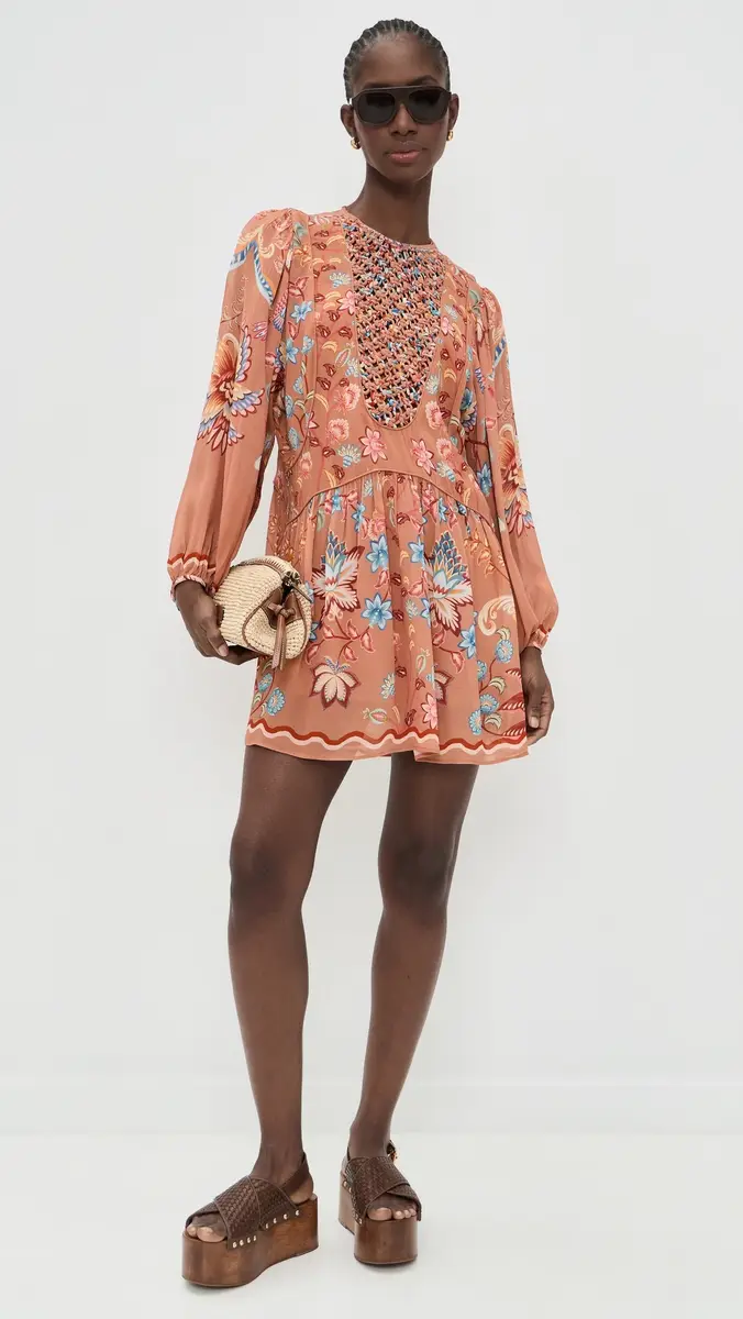 Farm Rio Mocha Lace Dress | Thumbnail 2