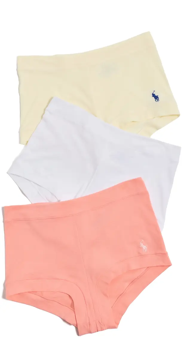 Polo Ralph Lauren Club Cotton Girl Shorts Panties 3 Pack White Cloud/Yellow/Citrine | Image 1 Polo Ralph Lauren Club Cotton Girl Shorts Panties 3 Pack White Cloud/Yellow/Citrine | Image 1