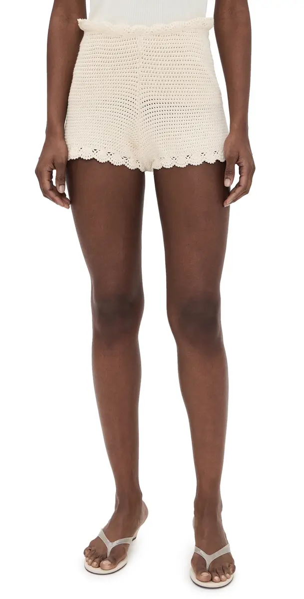 POSSE Dylan Crocheted Shorts Pearl | Image 1 POSSE Dylan Crocheted Shorts Pearl | Image 1