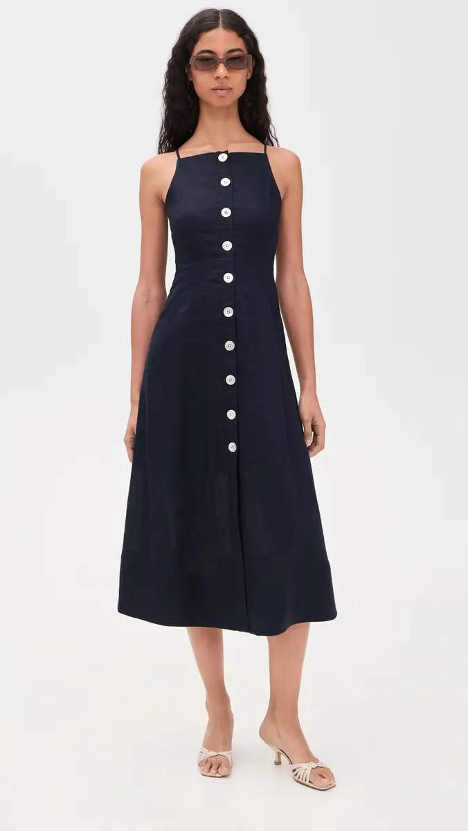 Veronica Beard Georges Linen Dress Navy | Thumbnail 5 Veronica Beard Georges Linen Dress Navy | Thumbnail 5