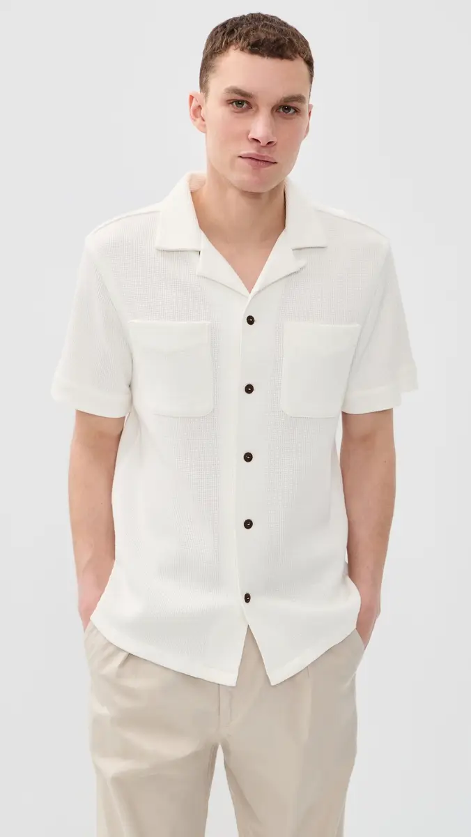 Polo Ralph Lauren Cotton Linen Waffle Knit Andy Camp Shirt | Thumbnail 2 Polo Ralph Lauren Cotton Linen Waffle Knit Andy Camp Shirt | Thumbnail 2