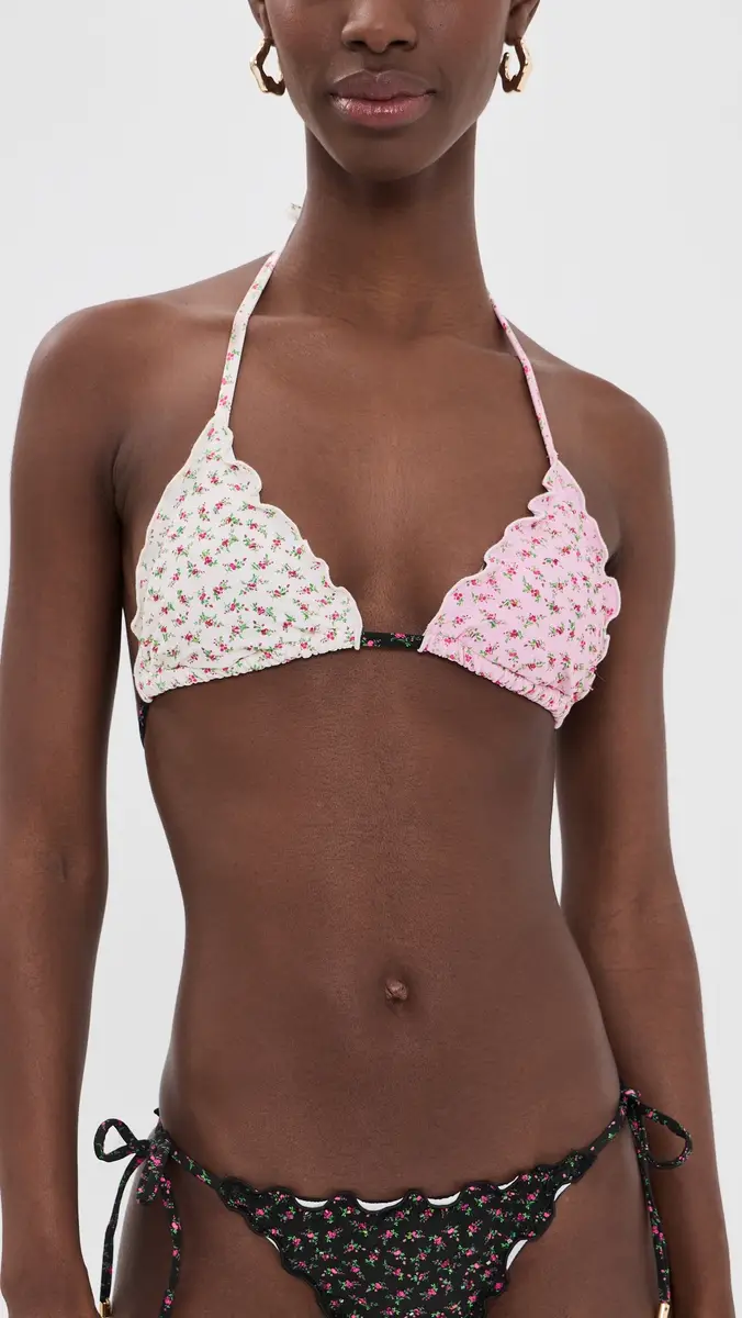 PQ Swim Lettuce Edge Triangle Bikini Top Rosebud | Thumbnail 2 PQ Swim Lettuce Edge Triangle Bikini Top Rosebud | Thumbnail 2