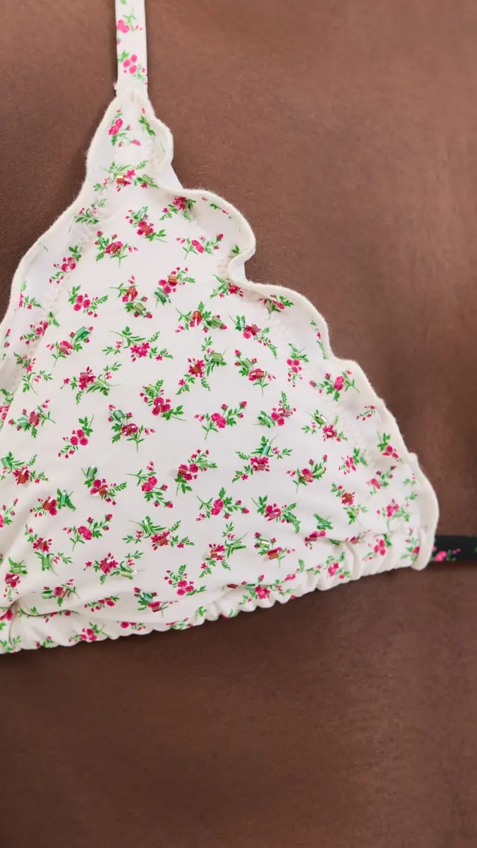 PQ Swim Lettuce Edge Triangle Bikini Top Rosebud | Thumbnail 6 PQ Swim Lettuce Edge Triangle Bikini Top Rosebud | Thumbnail 6