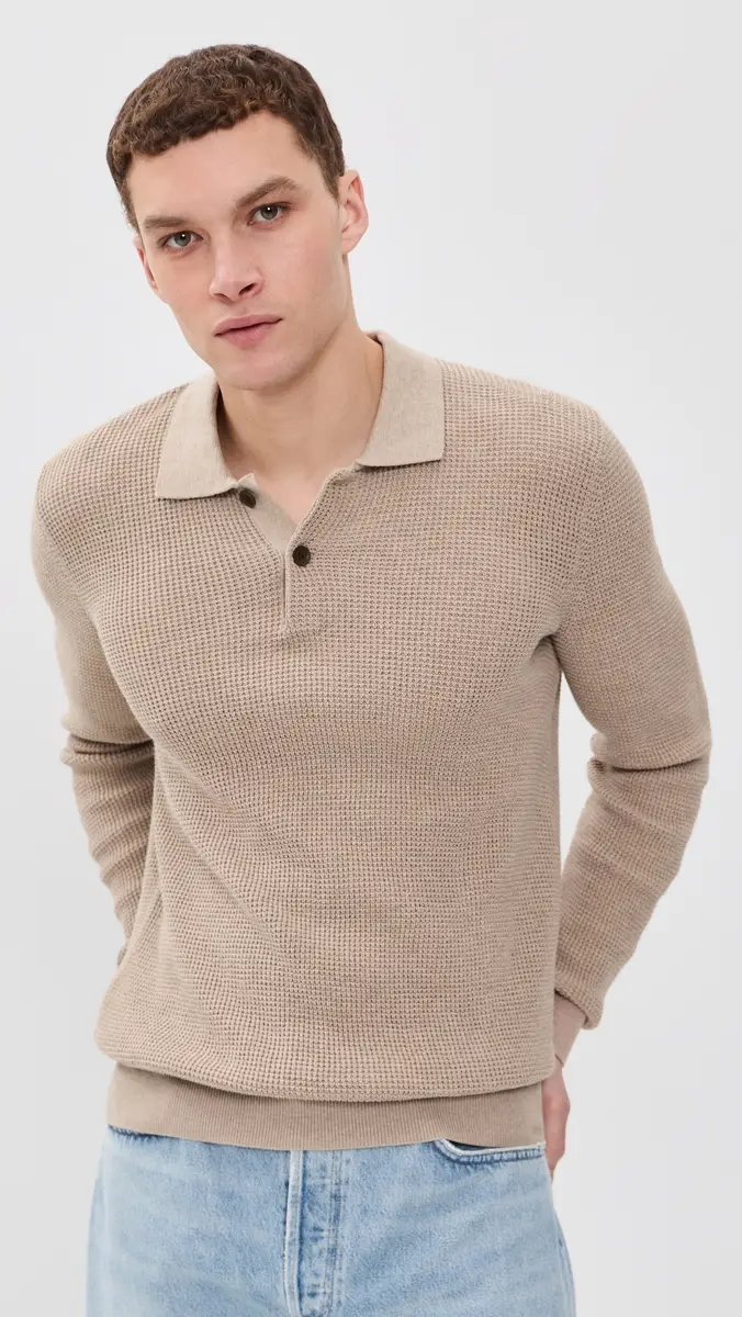 Faherty Long Sleeve Sunwashed Sweater Polo | Thumbnail 2 Faherty Long Sleeve Sunwashed Sweater Polo | Thumbnail 2