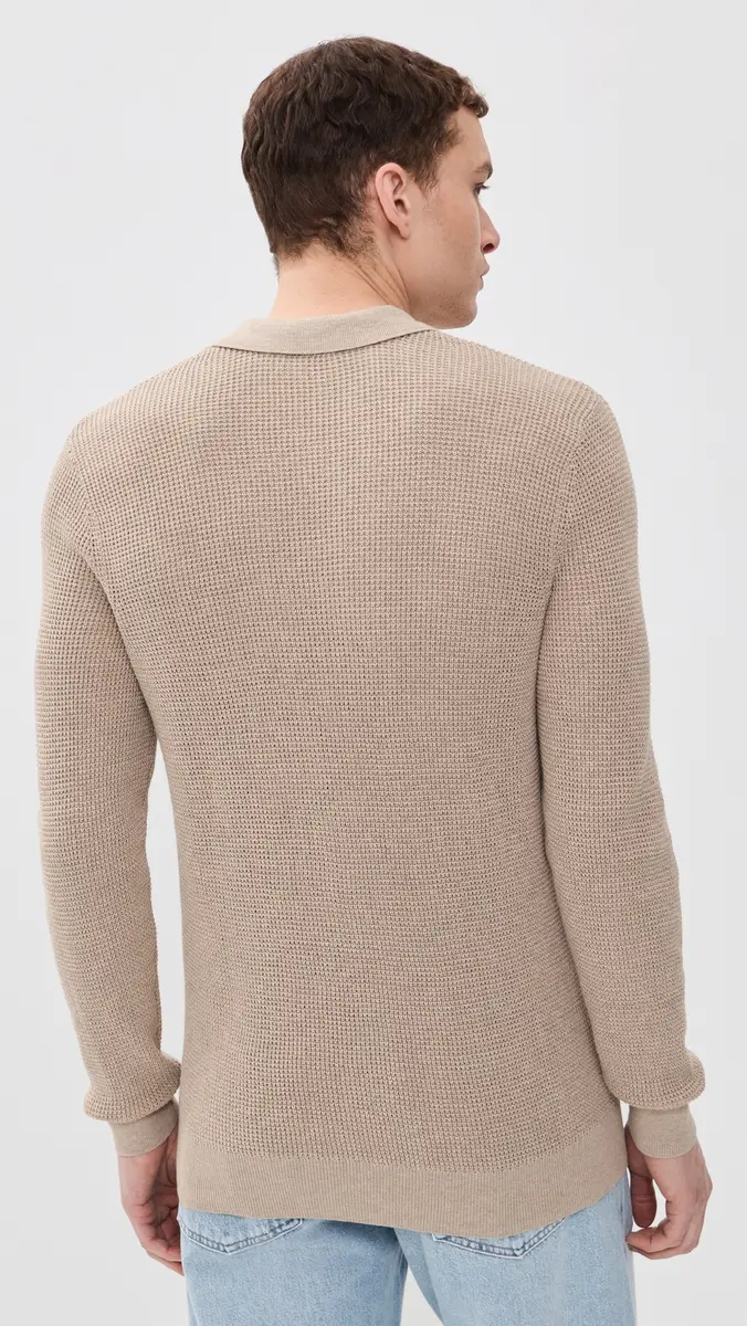 Faherty Long Sleeve Sunwashed Sweater Polo | Thumbnail 3 Faherty Long Sleeve Sunwashed Sweater Polo | Thumbnail 3