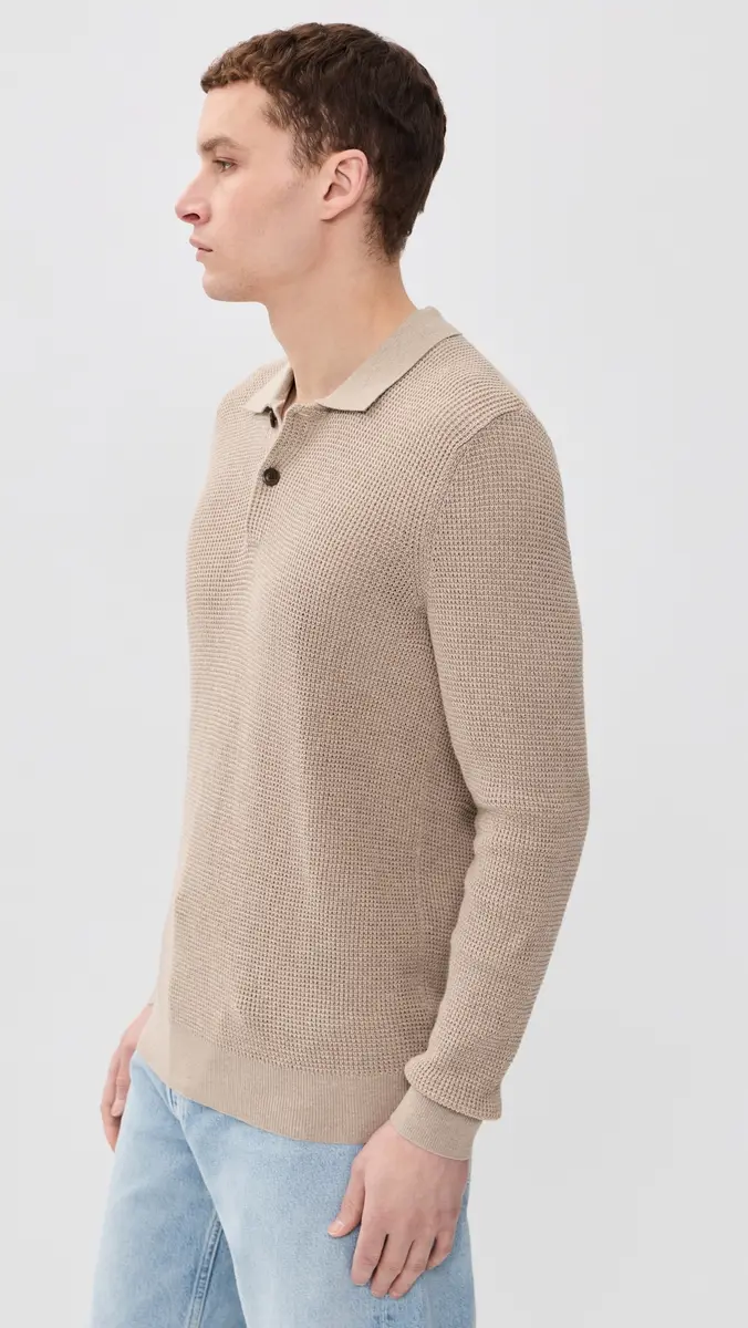 Faherty Long Sleeve Sunwashed Sweater Polo | Thumbnail 4 Faherty Long Sleeve Sunwashed Sweater Polo | Thumbnail 4
