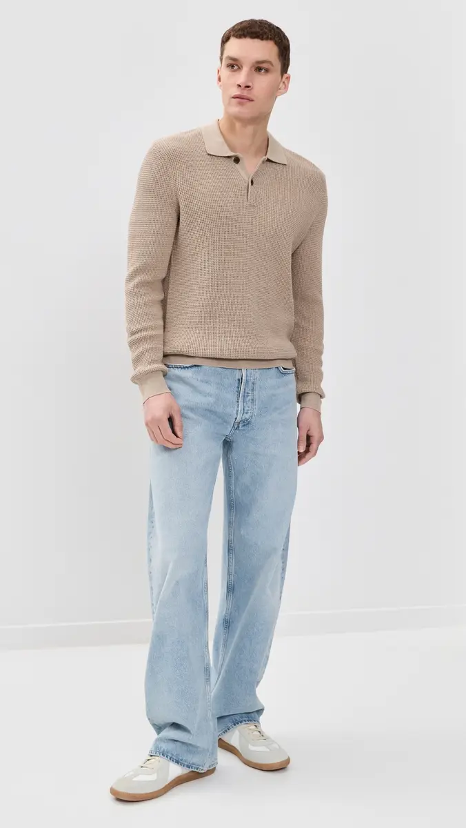 Faherty Long Sleeve Sunwashed Sweater Polo | Thumbnail 5 Faherty Long Sleeve Sunwashed Sweater Polo | Thumbnail 5