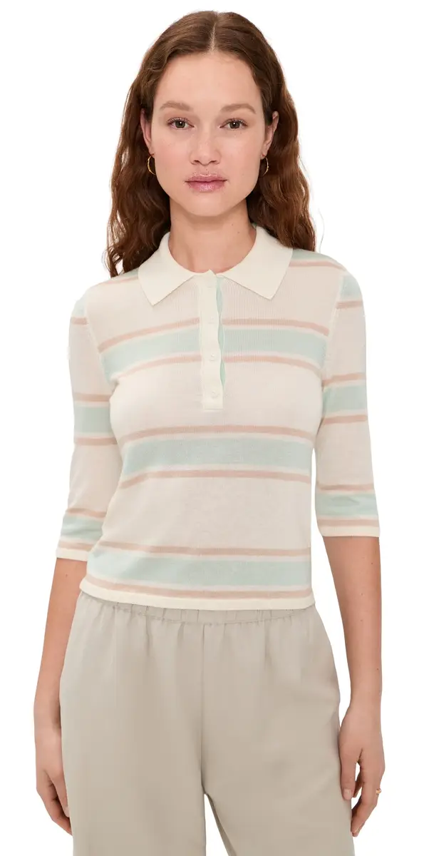 RE/DONE The Range Polo Top Light Mint Combo M | Image 1 RE/DONE The Range Polo Top Light Mint Combo M | Image 1