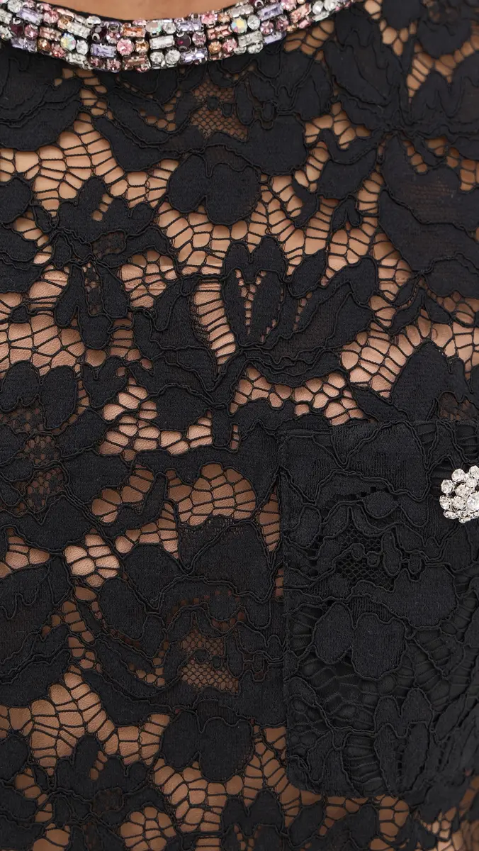 Self-Portrait Black Lace Crystal Mini Dress Black | Thumbnail 6 Self-Portrait Black Lace Crystal Mini Dress Black | Thumbnail 6