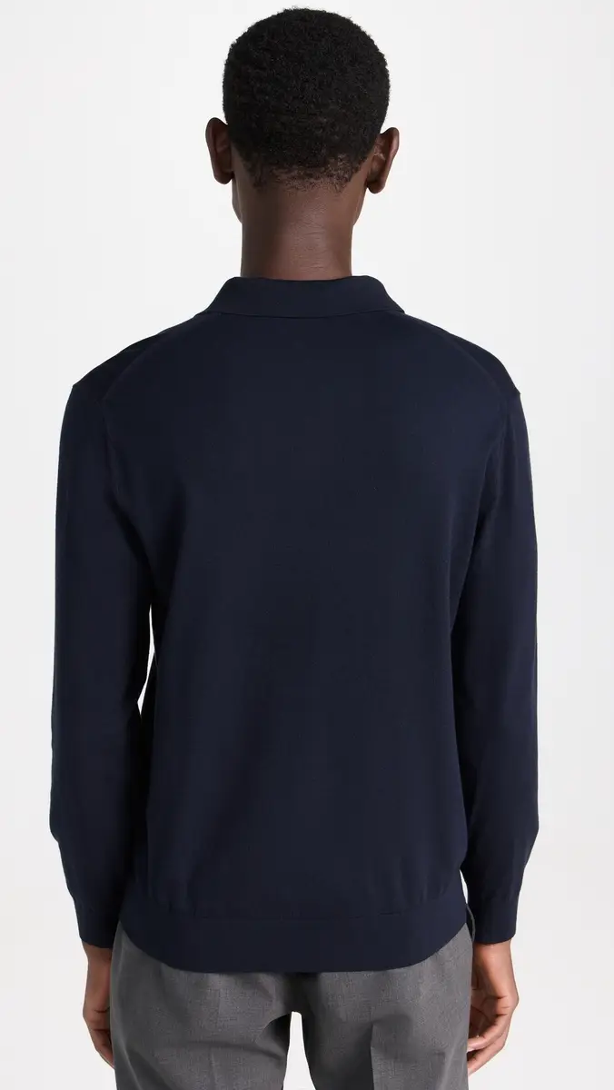 Theory Goris Polo Long Sleeve in Light Bilen Baltic | Thumbnail 3
