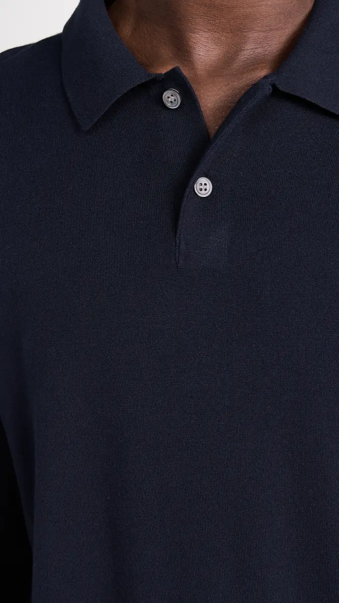 Theory Goris Polo Long Sleeve in Light Bilen Baltic | Thumbnail 6