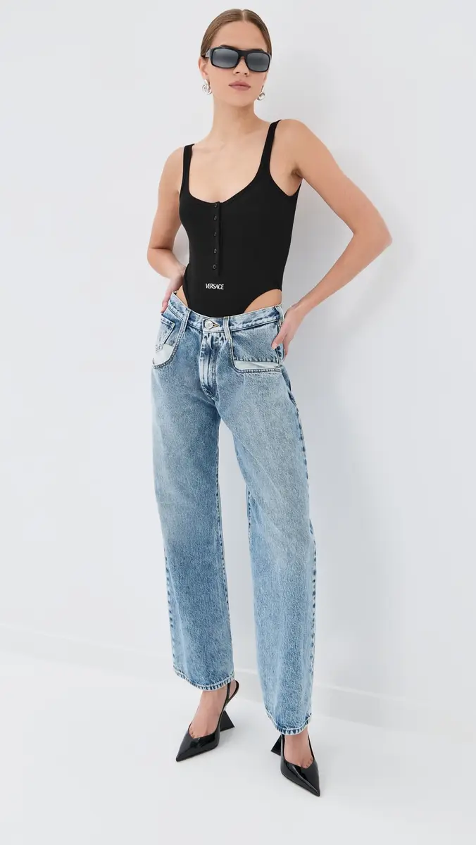Versace Bio Cotton Rib Thong Bodysuit | Thumbnail 2 Versace Bio Cotton Rib Thong Bodysuit | Thumbnail 2