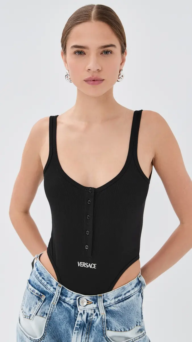 Versace Bio Cotton Rib Thong Bodysuit | Thumbnail 3 Versace Bio Cotton Rib Thong Bodysuit | Thumbnail 3