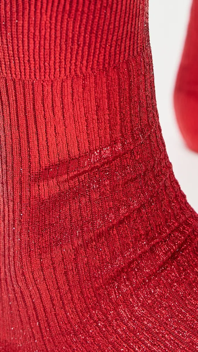 Maria La Rosa Laminated Ribbed Silk Socks Red One Size | Thumbnail 5